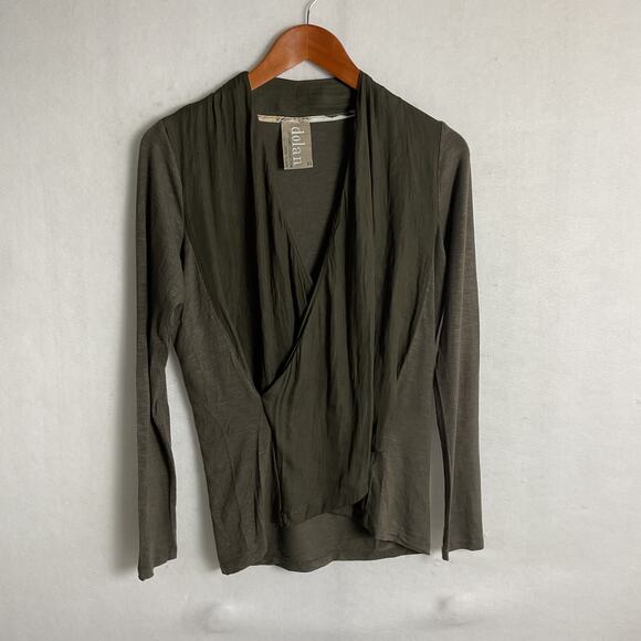 Dolan Left Coast Collection Womens Surplice top Olive Green Fall Fashion XS - Picture 2 of 8